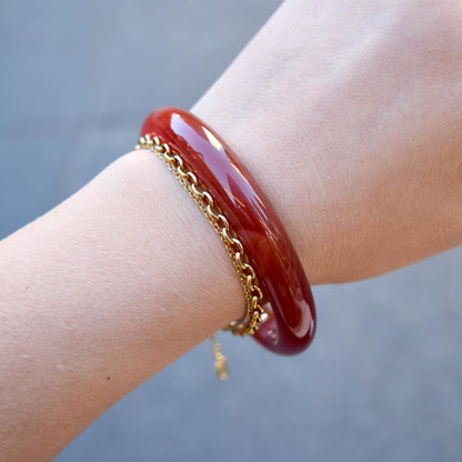 60.3 mm Red Agate Bangle: Chinese Jade Style