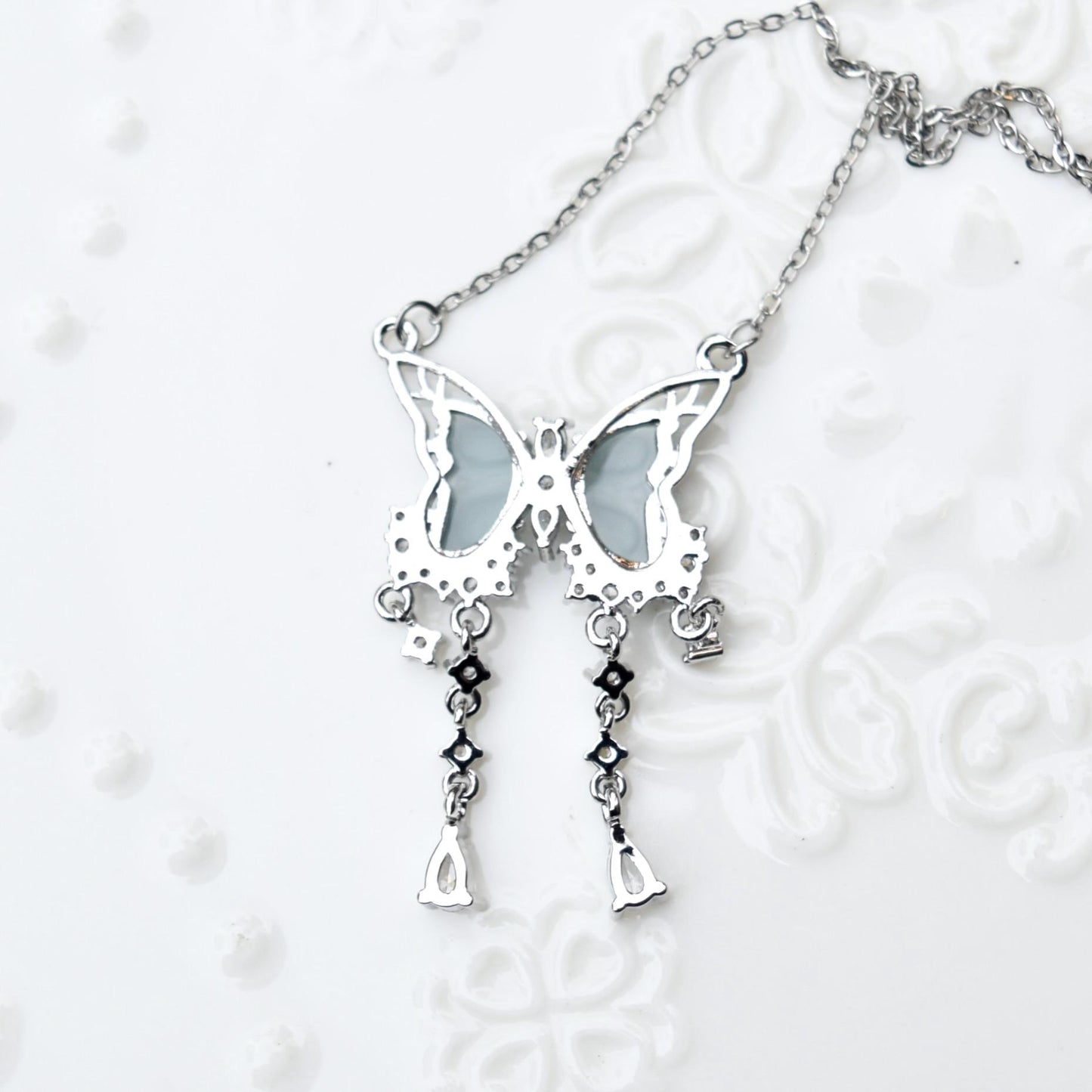 Silver Butterfly Pendant Necklace - Stainless Steel Necklace