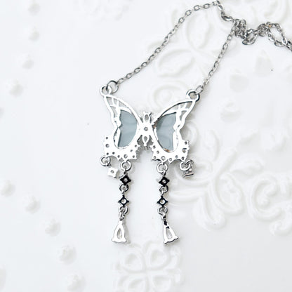 Silver Butterfly Pendant Necklace - Stainless Steel Necklace
