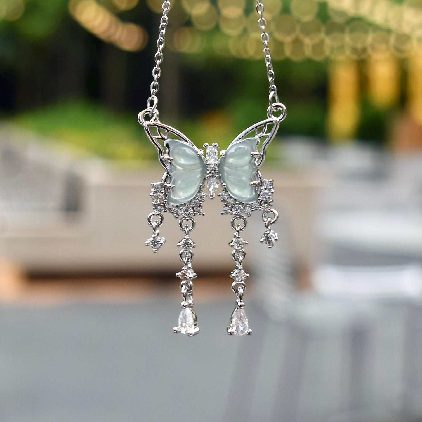 Silver Butterfly Pendant Necklace - Stainless Steel Necklace
