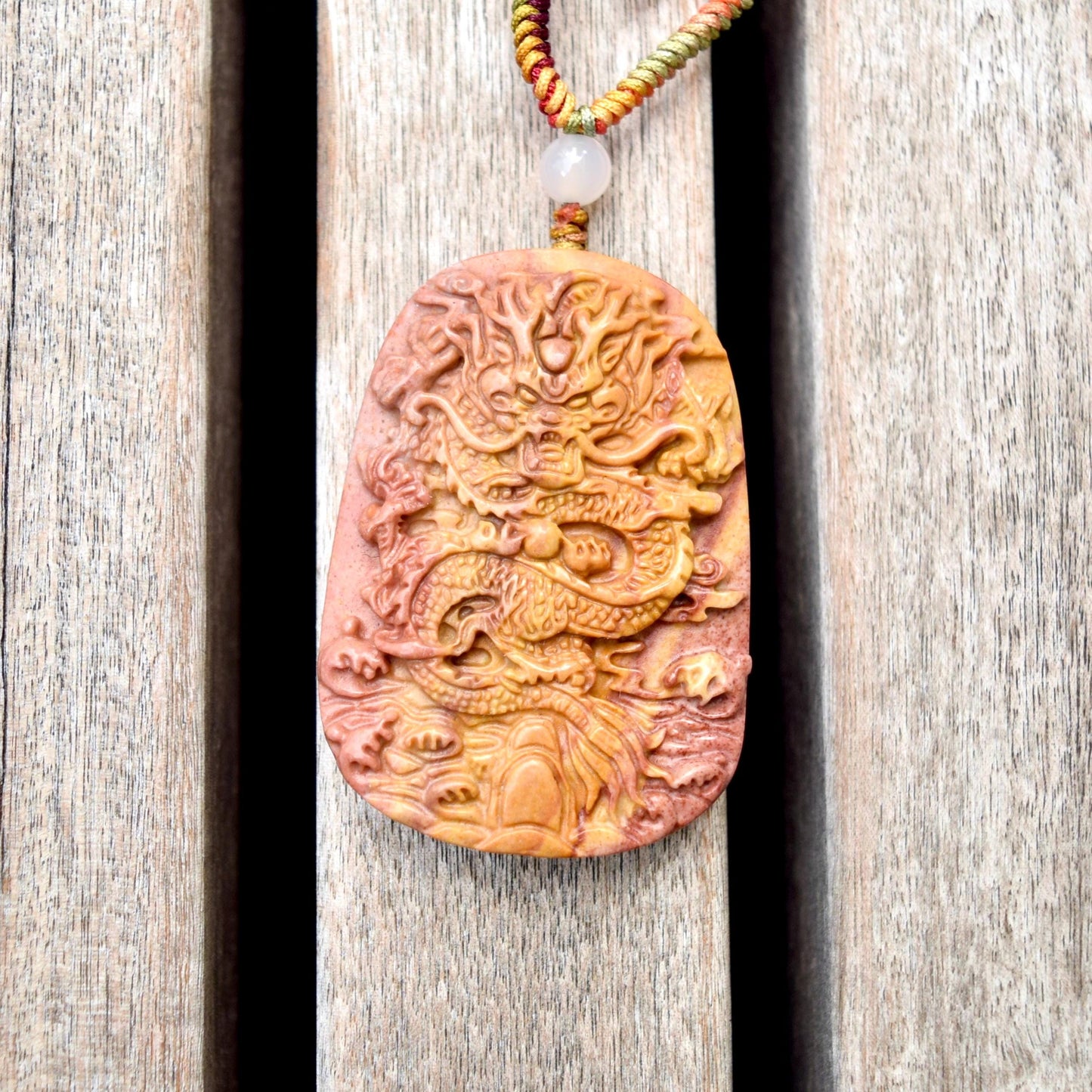 Colorful Dragon Rope Necklace - Quartz Jade
