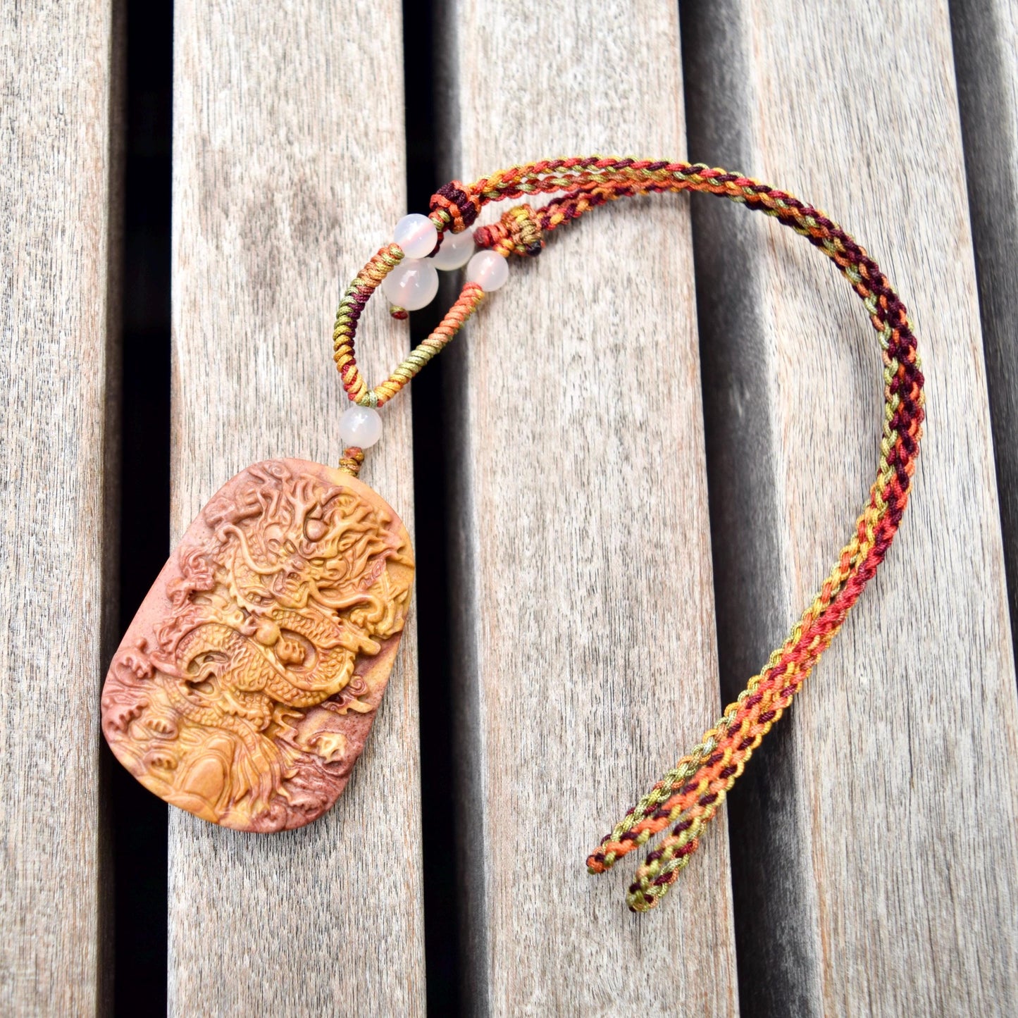 Colorful Dragon Rope Necklace - Quartz Jade