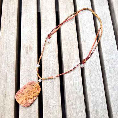 Colorful Dragon Rope Necklace - Quartz Jade