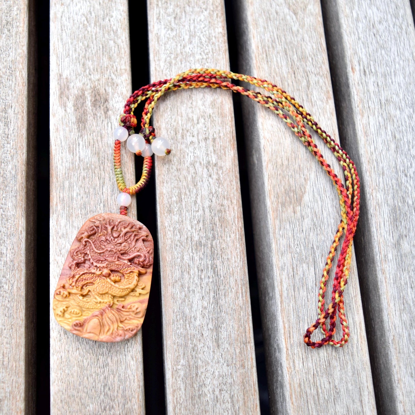 Colorful Dragon Rope Necklace - Quartz Jade