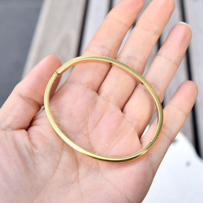 Golden Traditional Pattern Carved Bangle - Stainless Steel