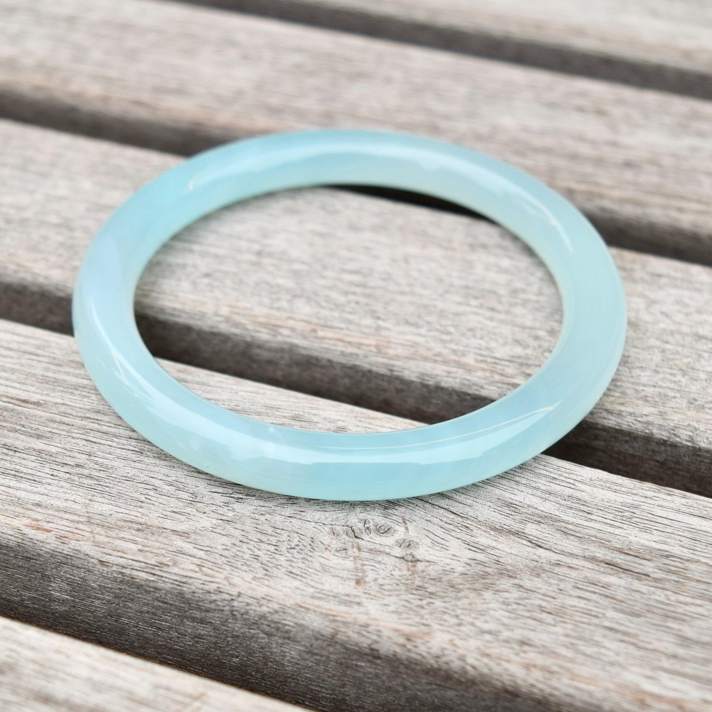 58.7 mm Blue Agate Bangle - Chinese Jade Style