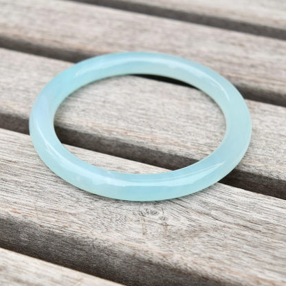 58.7 mm Blue Agate Bangle - Chinese Jade Style