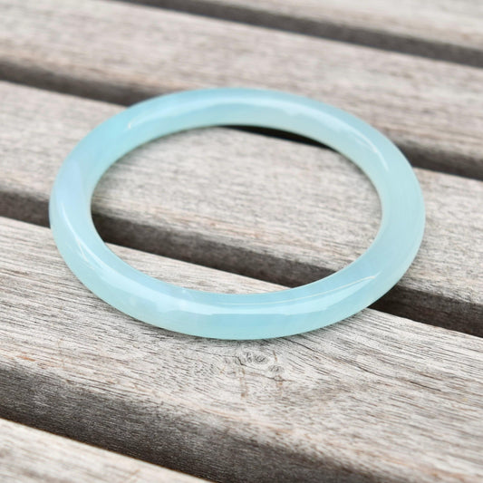 58.7 mm Blue Agate Bangle - Chinese Jade Style