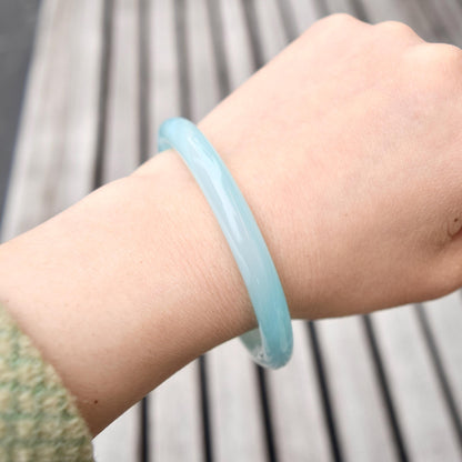 58.7 mm Blue Agate Bangle - Chinese Jade Style