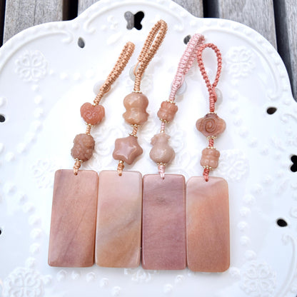 Lucky Cat Daruma Doll Ornament - Pink Jade Bag Charm Keychain