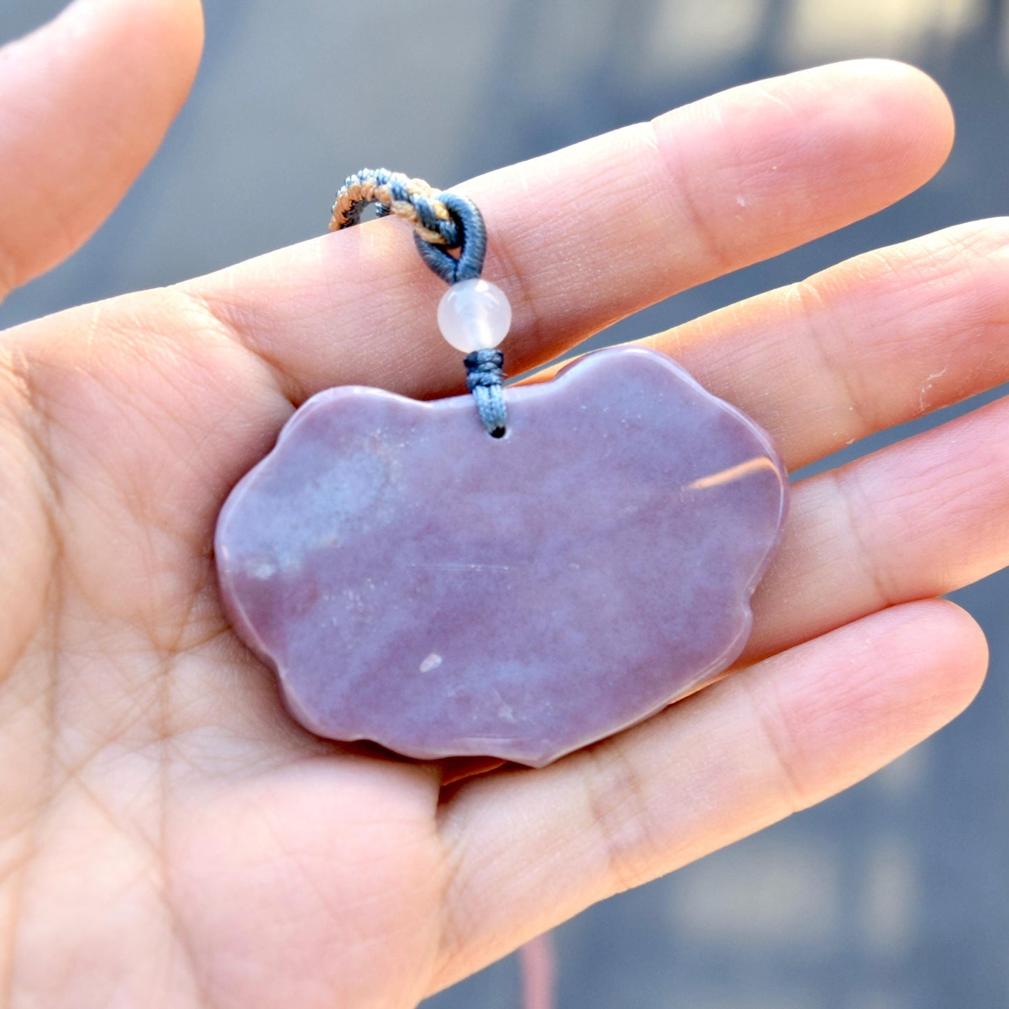 Purple Flora Lock Pendant Rope Necklace - Ocean Jasper