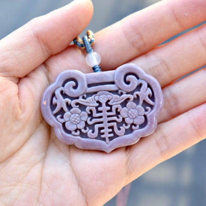 Purple Flora Lock Pendant Rope Necklace - Ocean Jasper