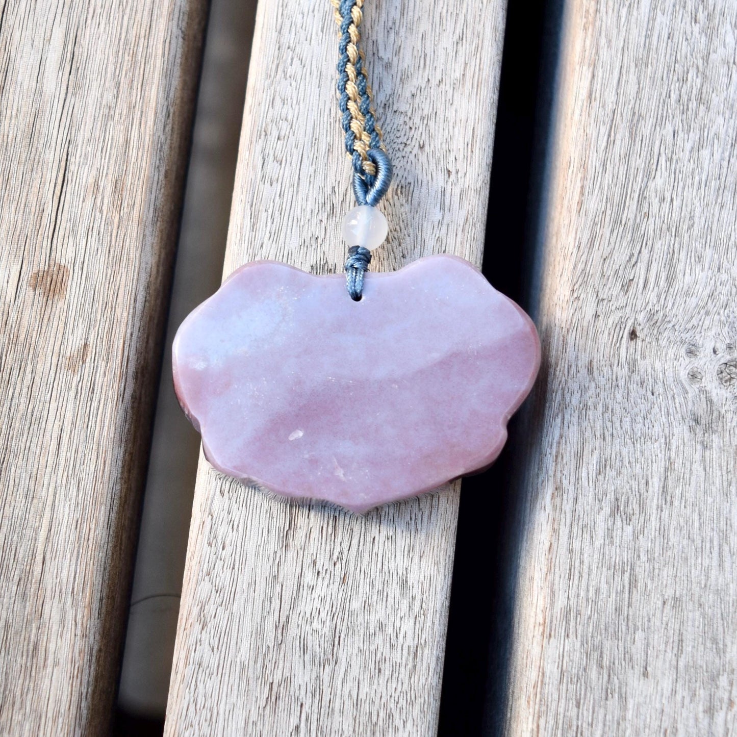 Purple Flora Lock Pendant Rope Necklace - Ocean Jasper