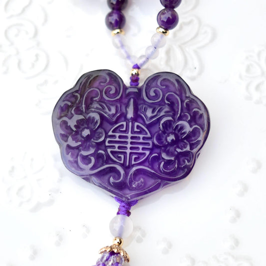 Amethyst Flora Lock Beaded Necklace