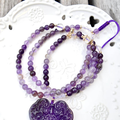 Amethyst Flora Lock Beaded Necklace
