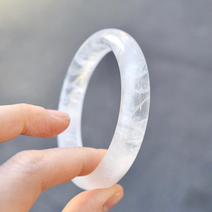 60.1 mm Clear Quartz Bangle - White