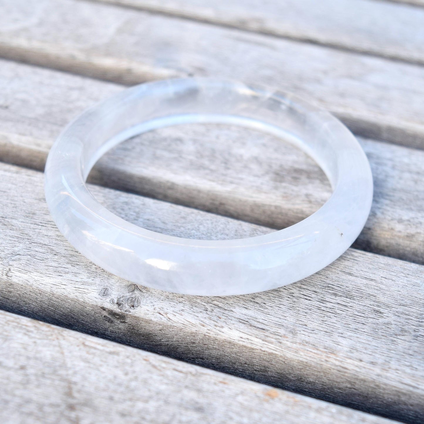 60.1 mm Clear Quartz Bangle - White