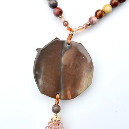 Jasper Unicorn Pendant Tassel Necklace - Colorful Agate Necklace