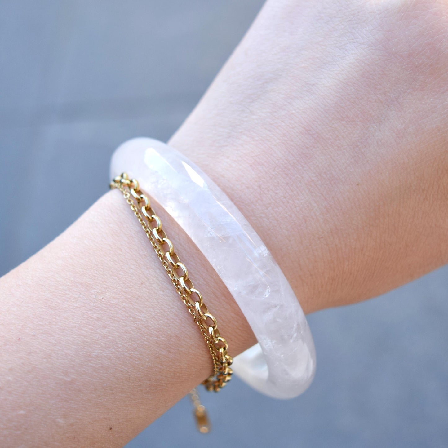 60.1 mm Clear Quartz Bangle - White