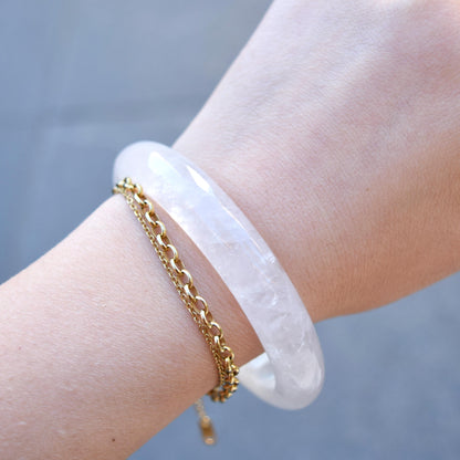 60.1 mm Clear Quartz Bangle - White