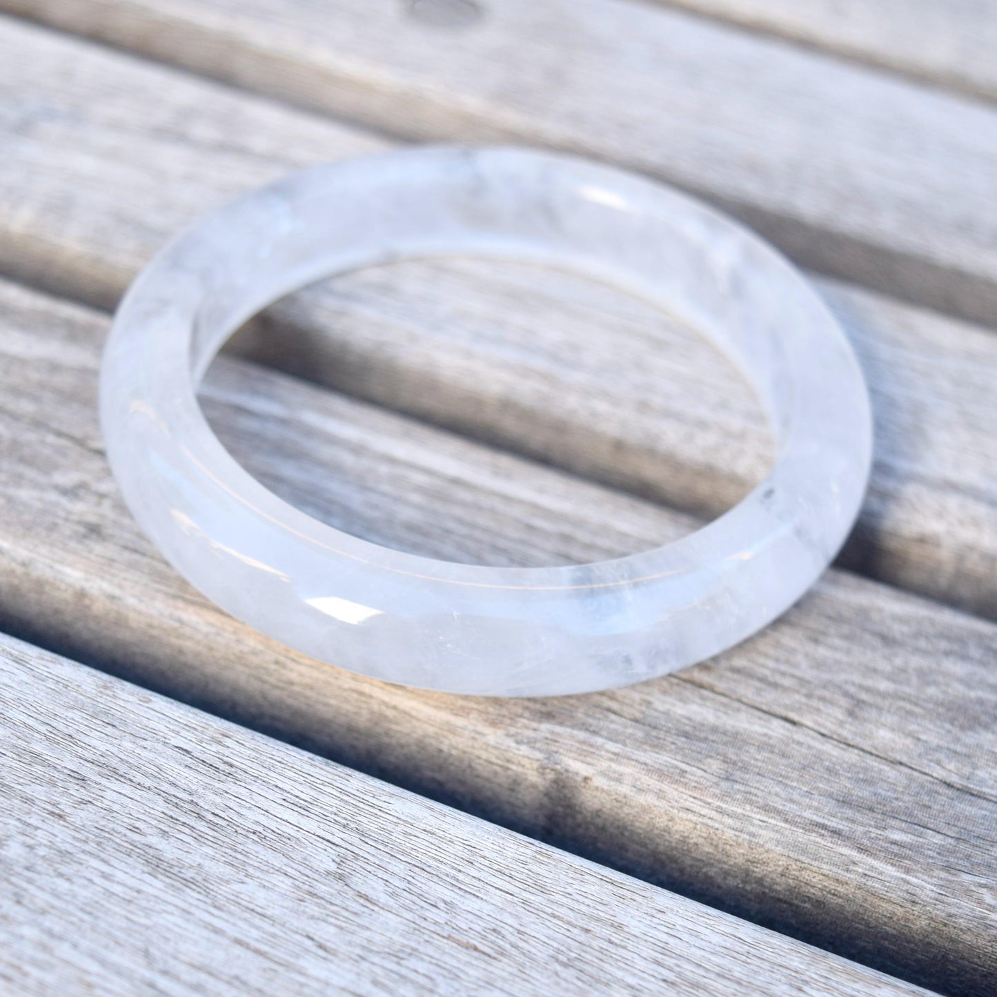 60.1 mm Clear Quartz Bangle - White