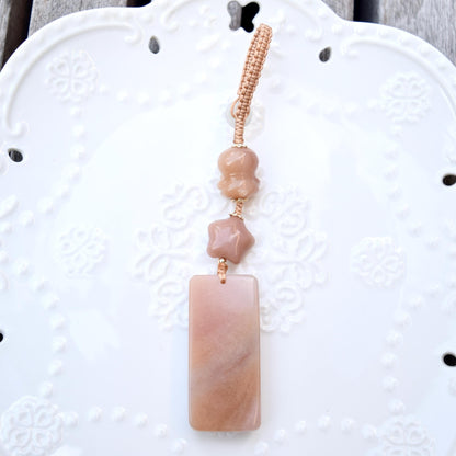 Lucky Cat Daruma Doll Ornament - Pink Jade Bag Charm Keychain