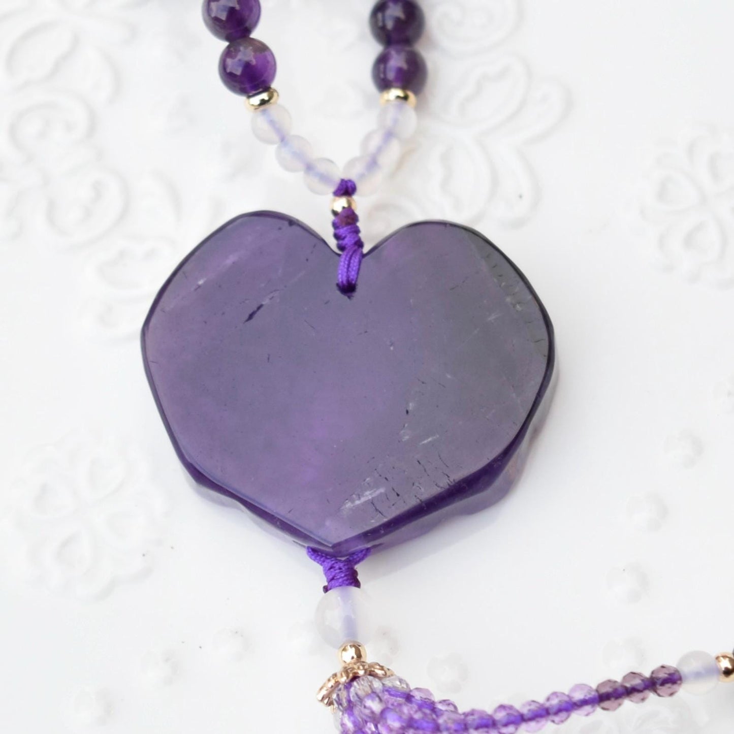 Amethyst Flora Lock Beaded Necklace