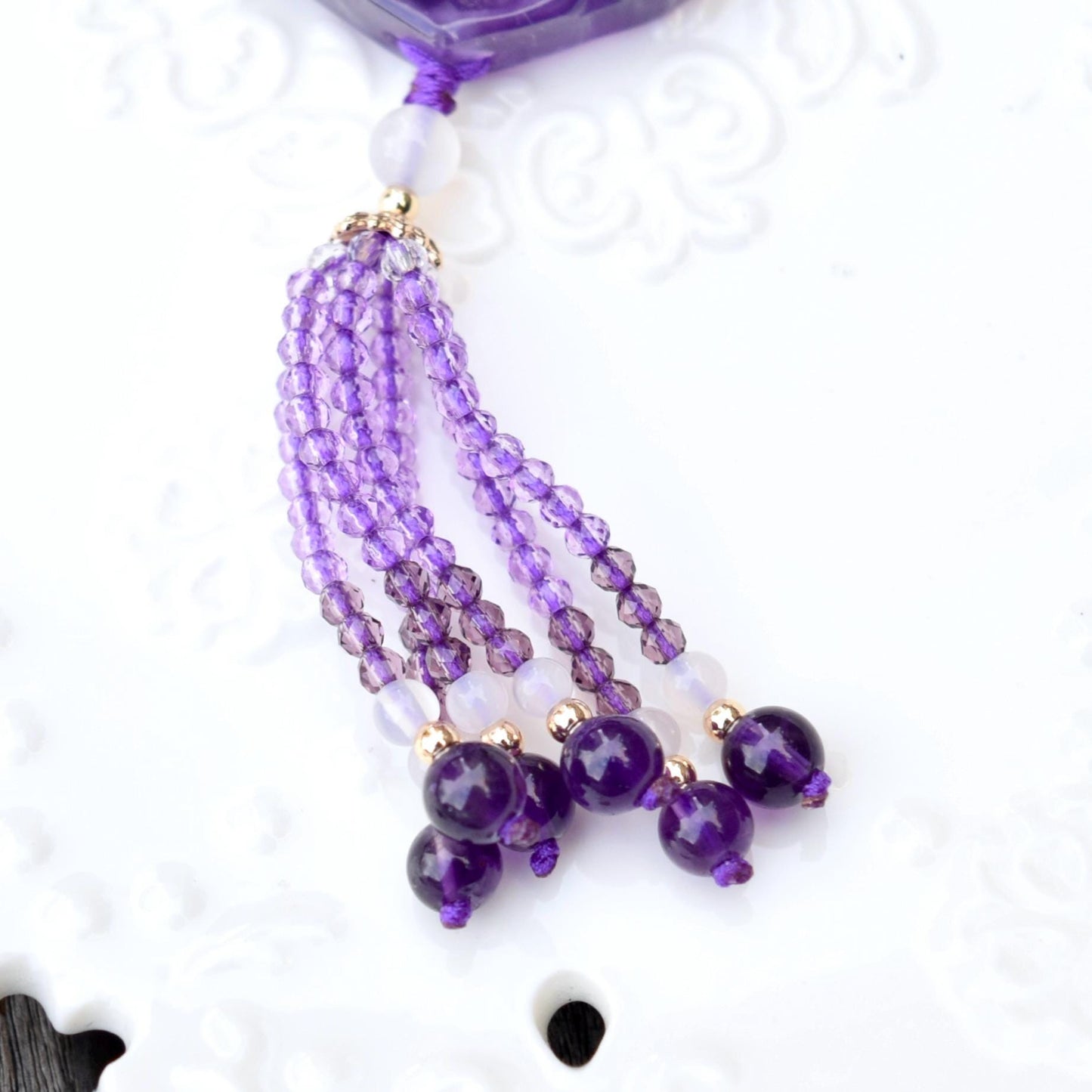Amethyst Flora Lock Beaded Necklace