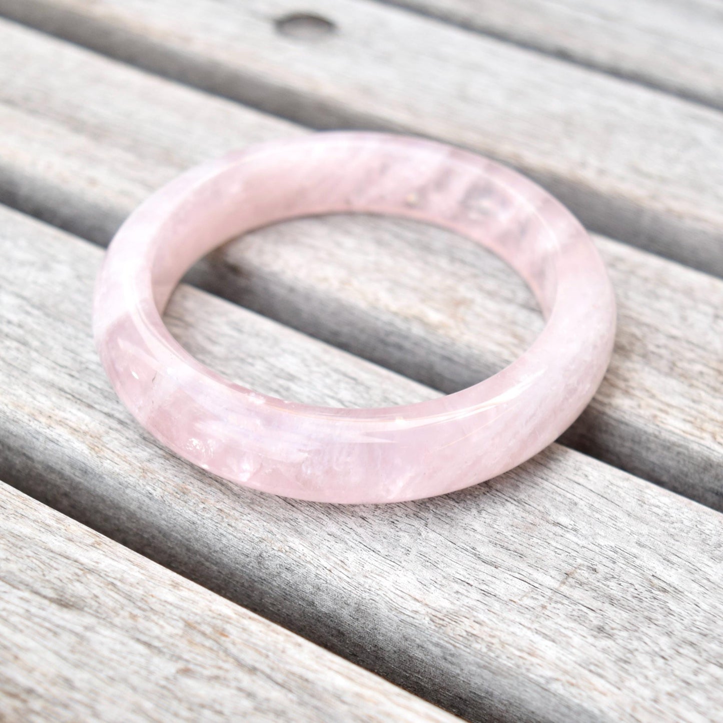 56 mm Rose Quartz Bangle - Natural Stone