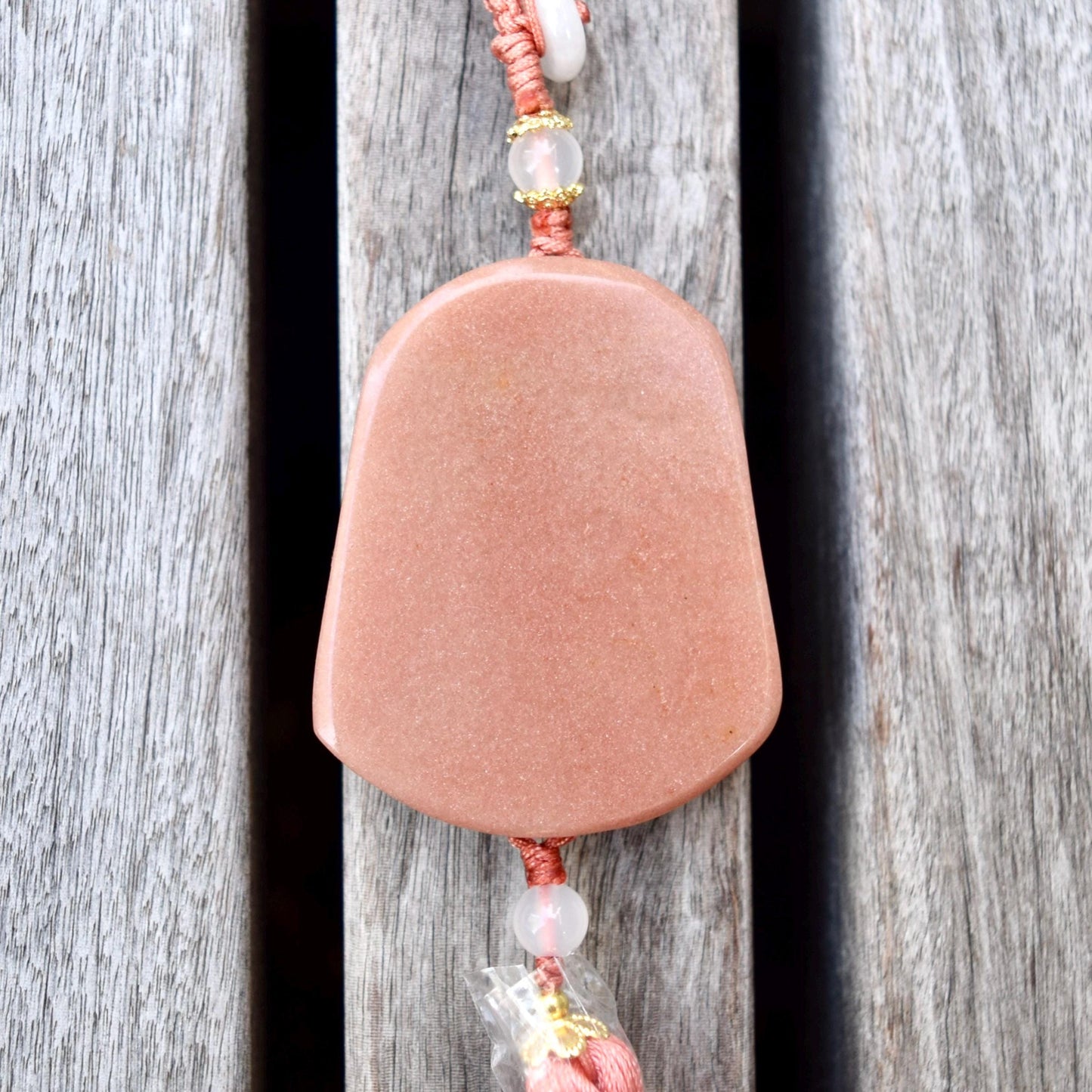 Pink Jade Flower Deer Bag Charm Keychain - Tassel Hanging Ornament