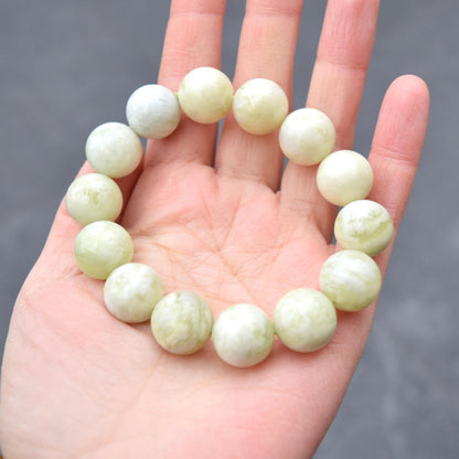 Green Jade Large Bead Bracelet