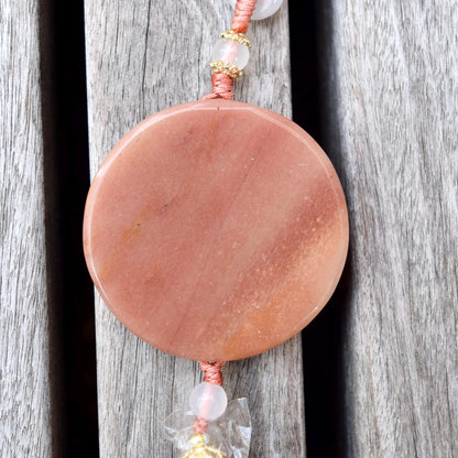 Pink Jade Dragon Lotus Bird Bag Charm Keychain - Tassel Hanging Ornament