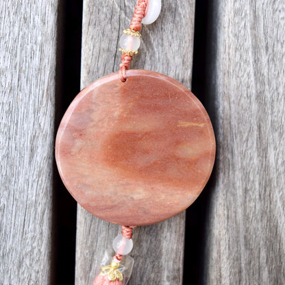 Pink Jade Dragon Lotus Bird Bag Charm Keychain - Tassel Hanging Ornament