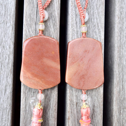 Pink Jade Bird Peony Bag Charm Keychain - Tassel Hanging Ornament