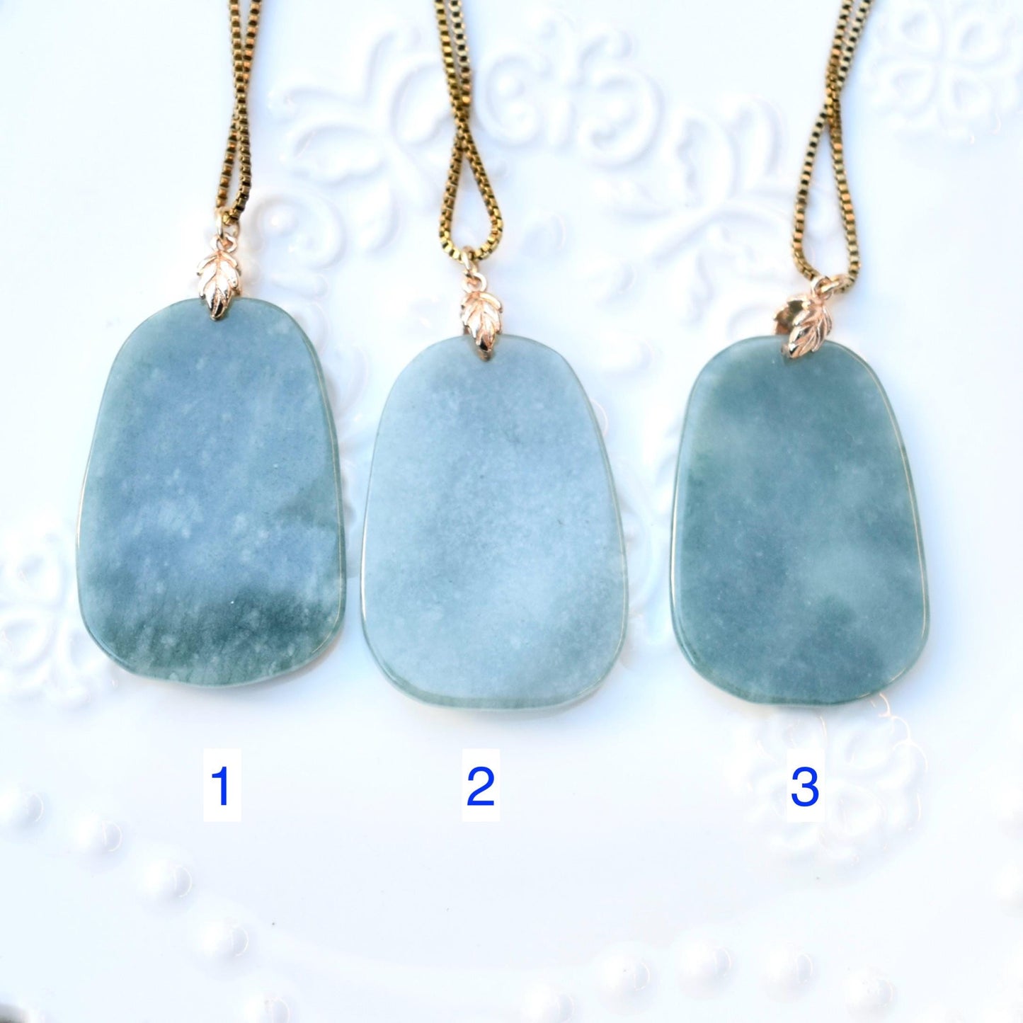 Green Jadeite Dragon Necklace - Gold Tone Stainless Steel Necklace