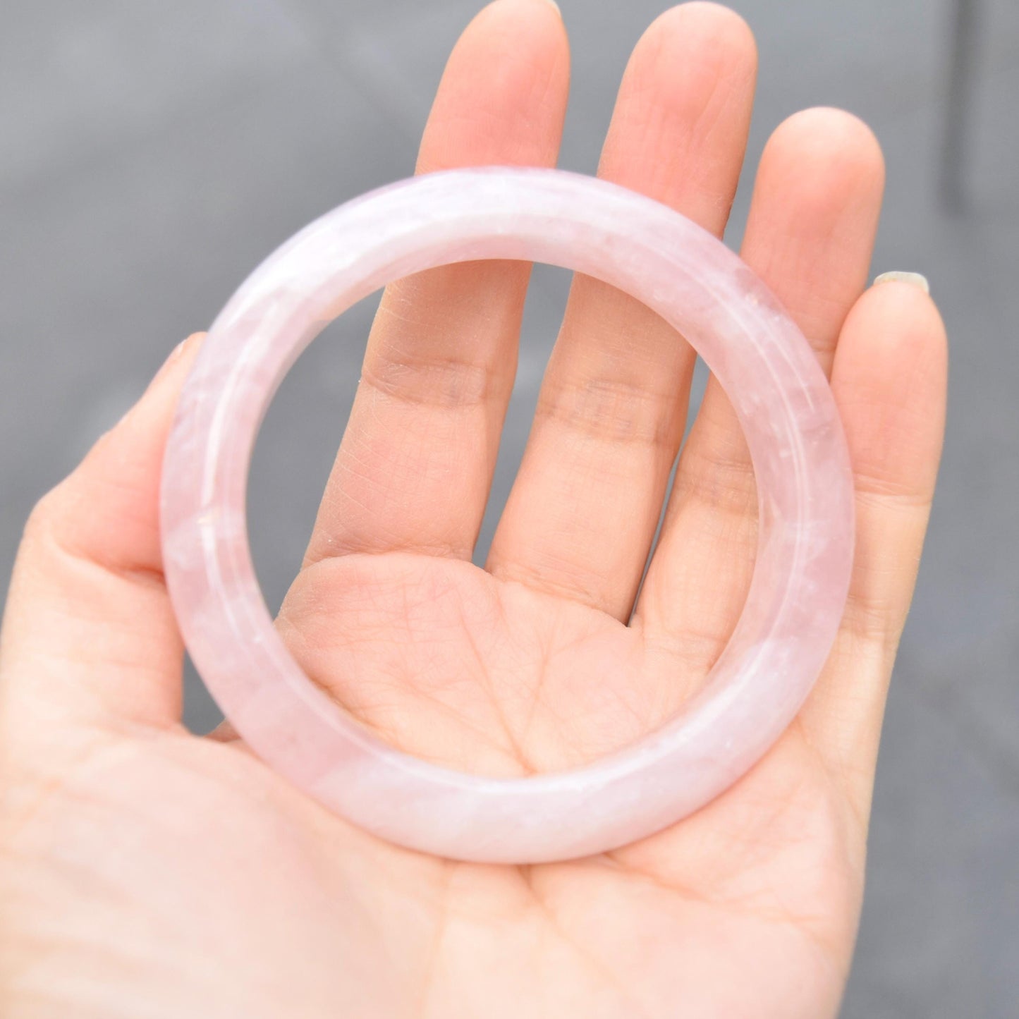 56 mm Rose Quartz Bangle - Natural Stone