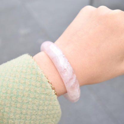 56 mm Rose Quartz Bangle - Natural Stone