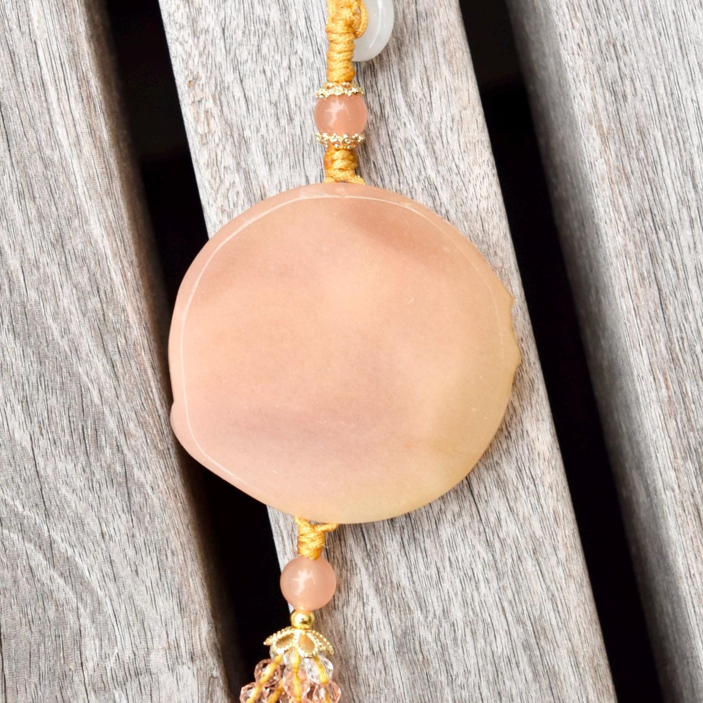 Orange Rabbit Mountain Fish Tassel Ornament - Chinese Jade Bag Charm