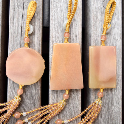 Orange Rabbit Mountain Fish Tassel Ornament - Chinese Jade Bag Charm