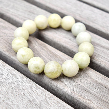 Green Jade Large Bead Bracelet