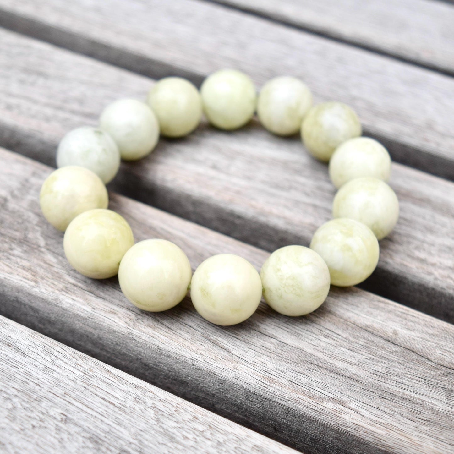 Green Jade Large Bead Bracelet