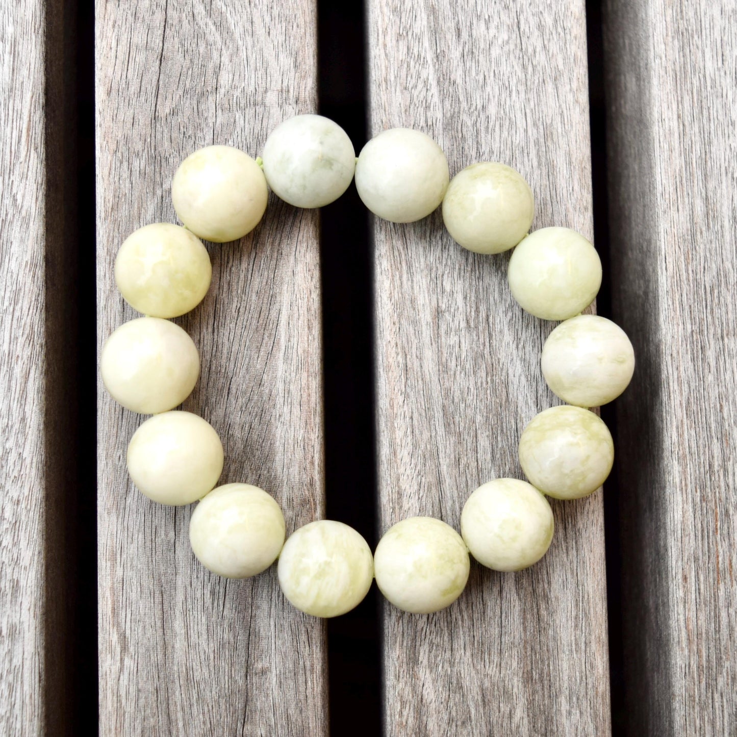 Green Jade Large Bead Bracelet